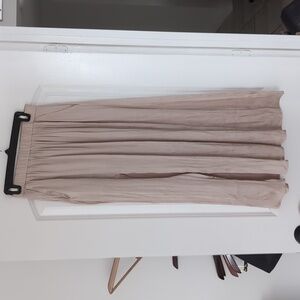 H&M Cream Satin Maxi Skirt With Slit And Pockets